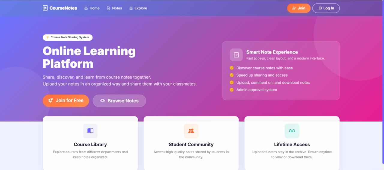 Course Note Sharing System