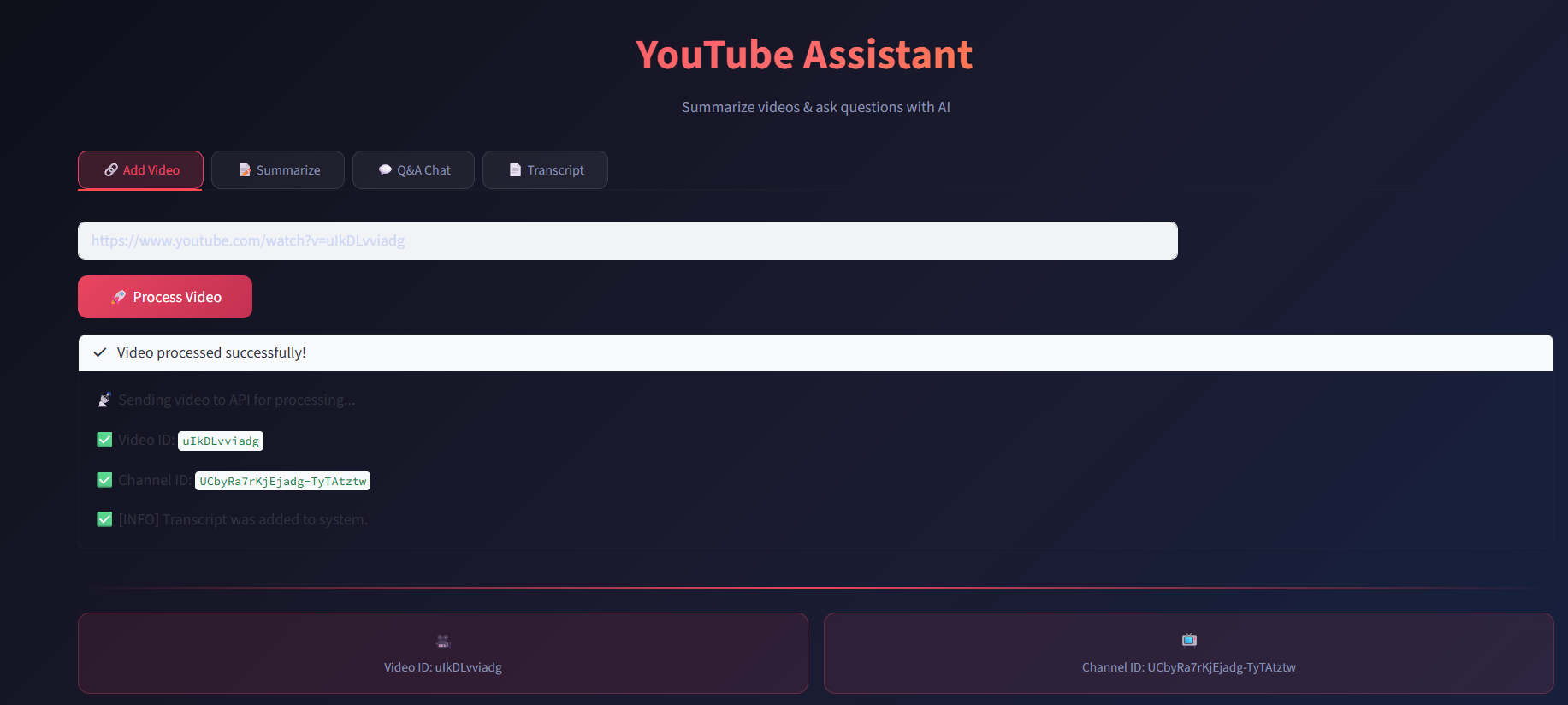 YouTube Video Q&A Assistant (LangChain RAG)